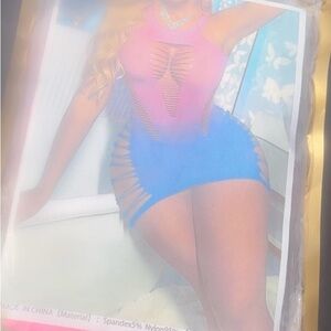 Pink and Blue ombre Cutout Dress